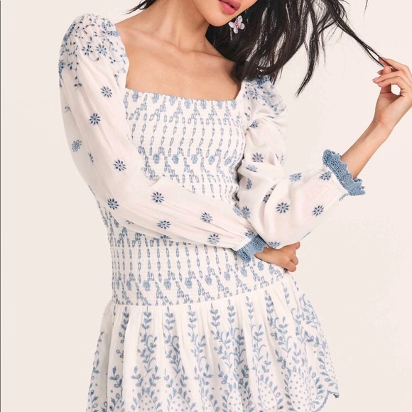 🤍RARE LOVESHACKFANCY LIKE NEW EMBROIDERED EYELET MINI DRESS🤍 - Picture 6 of 16